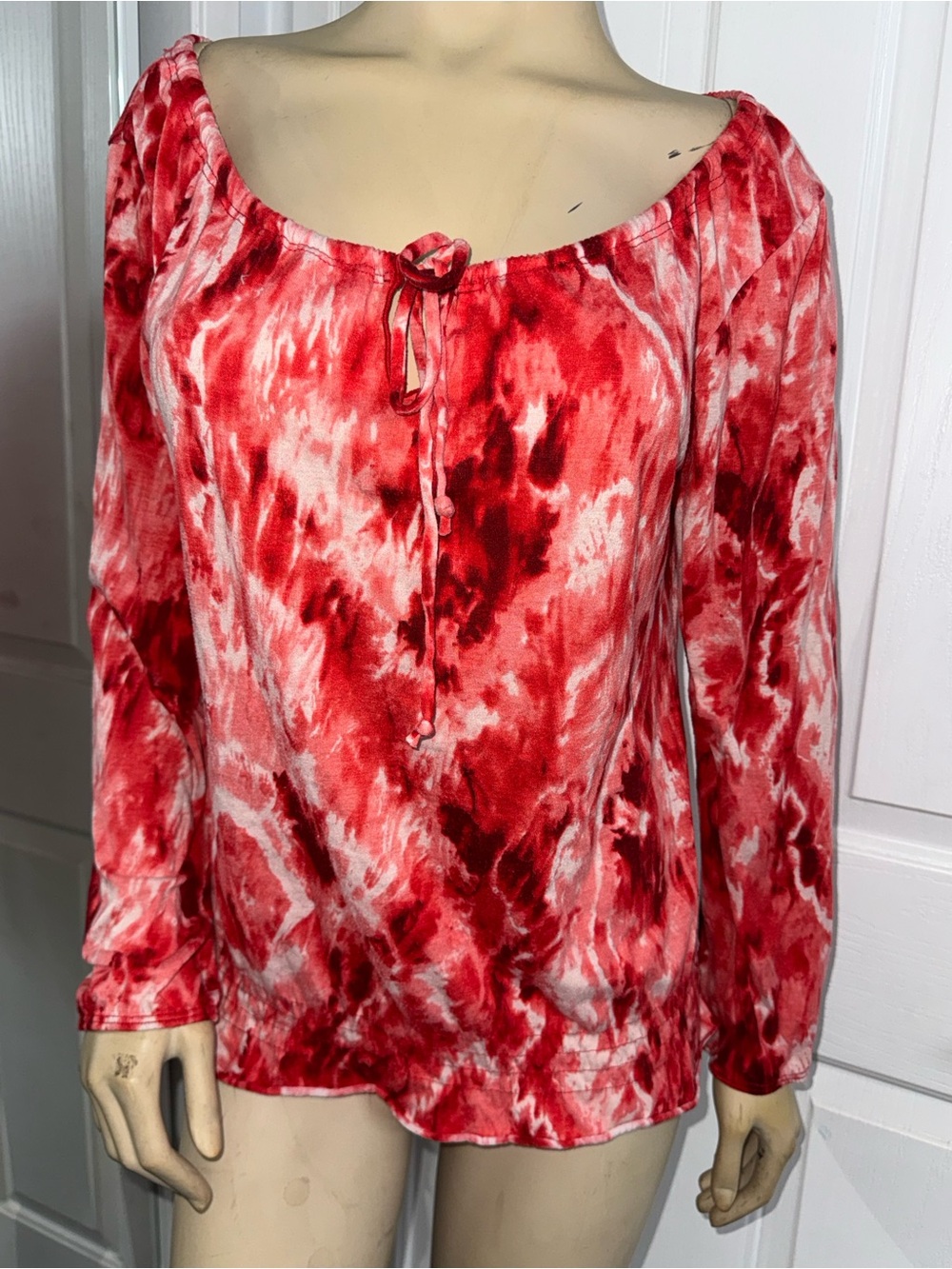 Carol Rose Red Tie-Dye Scoop Neck Blouse